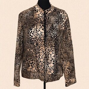 Chico’s Animal Print Jean Jacket Size 2 (M/L)